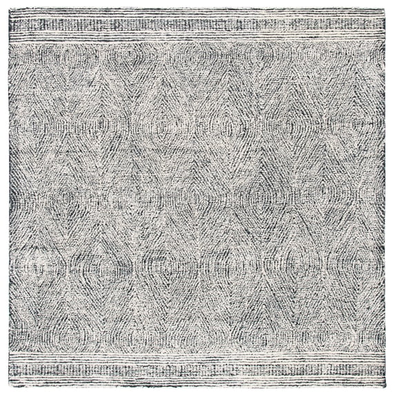 SAFAVIEH Abstract Caelestinus Ogee Wool Area Rug, Ivory/Charcoal, 10' x 10' Square