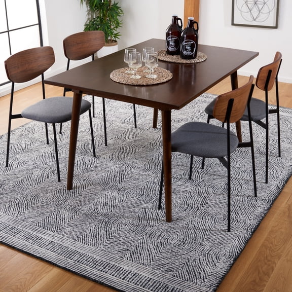 SAFAVIEH Abstract Caelestinus Ogee Wool Area Rug, Ivory/Charcoal, 10' x 14'