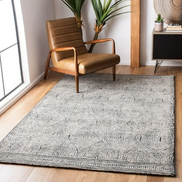 SAFAVIEH Abstract Caelestinus Ogee Wool Area Rug, Ivory/Charcoal, 5' x 8'