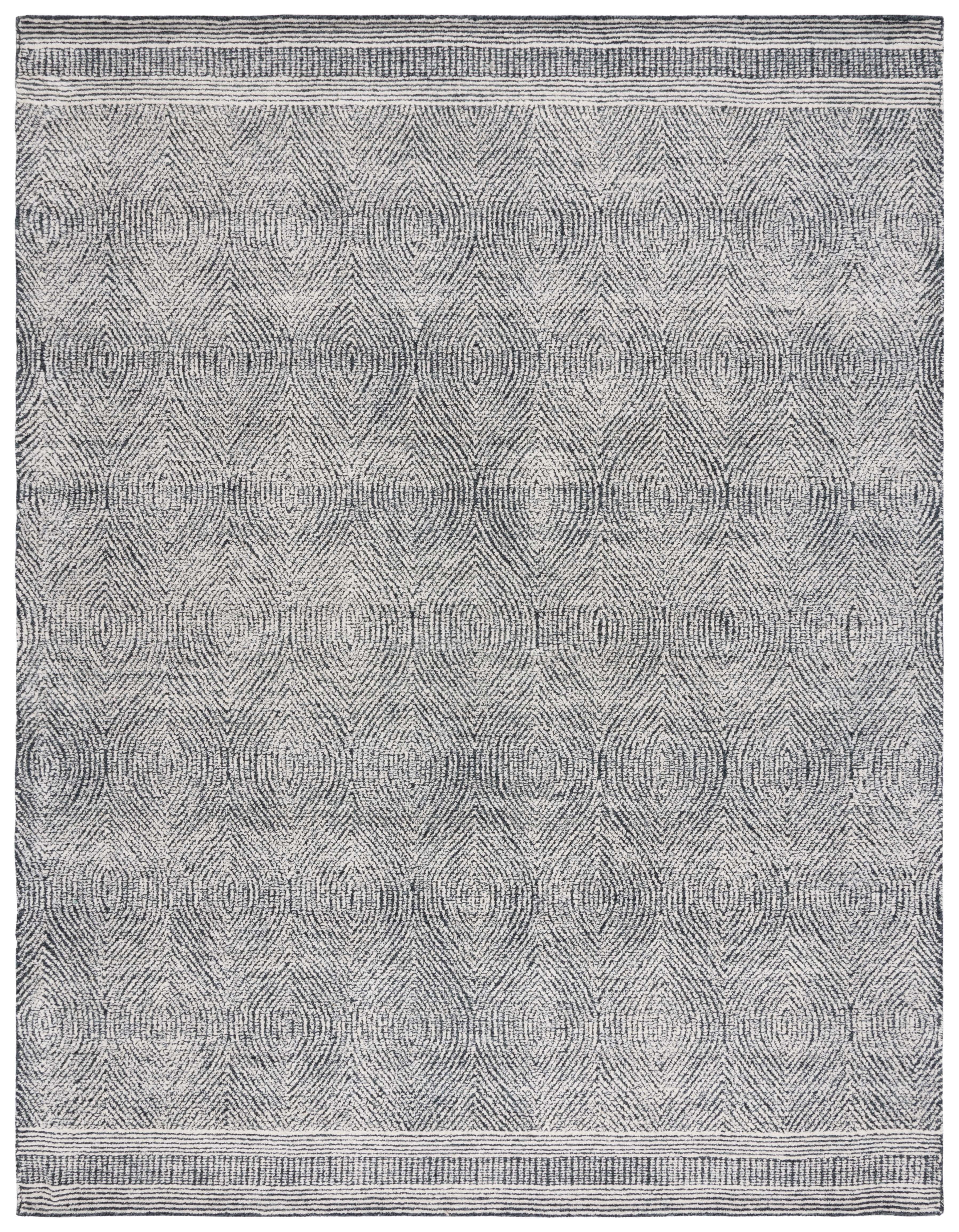 SAFAVIEH Abstract Caelestinus Ogee Wool Area Rug, Ivory/Charcoal, 8' x 10'