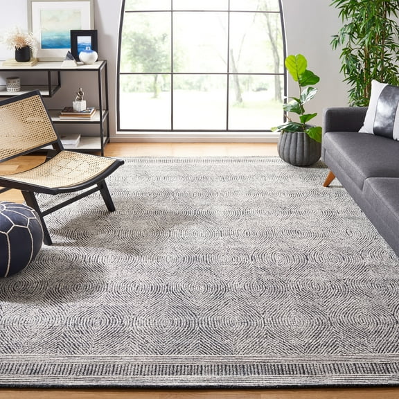 SAFAVIEH Abstract Caelestinus Ogee Wool Area Rug, Ivory/Charcoal, 9' x 12'