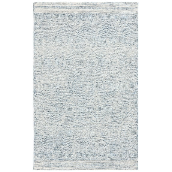 SAFAVIEH Abstract Caelestinus Ogee Wool Area Rug, Ivory/Navy, 5' x 8'
