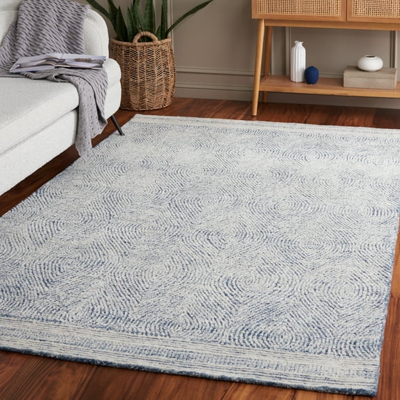 SAFAVIEH Abstract Caelestinus Ogee Wool Area Rug, Ivory/Navy, 6' x 6' Square