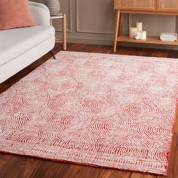 SAFAVIEH Abstract Caelestinus Ogee Wool Area Rug, Ivory/Red, 3' x 5'