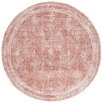 SAFAVIEH Abstract Caelestinus Ogee Wool Area Rug, Ivory/Red, 6' x 6' Round