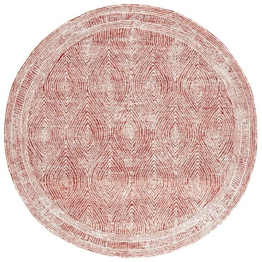 SAFAVIEH Abstract Caelestinus Ogee Wool Area Rug, Ivory/Red, 6' x 6' Round