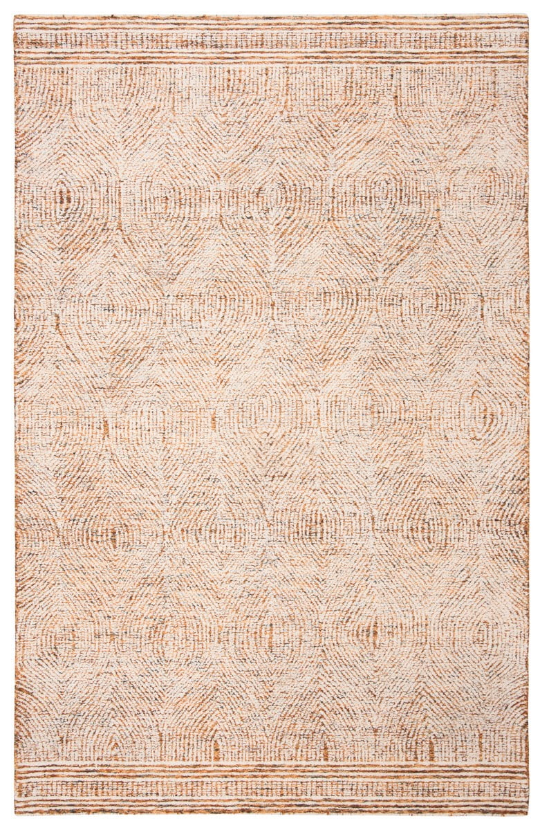 Ivory and Rust Handmade Tufted Wool Square Rug