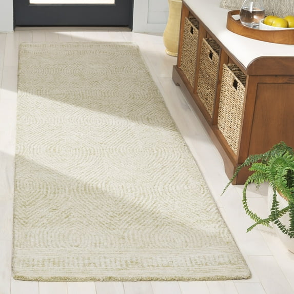 SAFAVIEH Abstract Caelestinus Ogee Wool Runner Rug, Green/Ivory, 2'3" x 8'