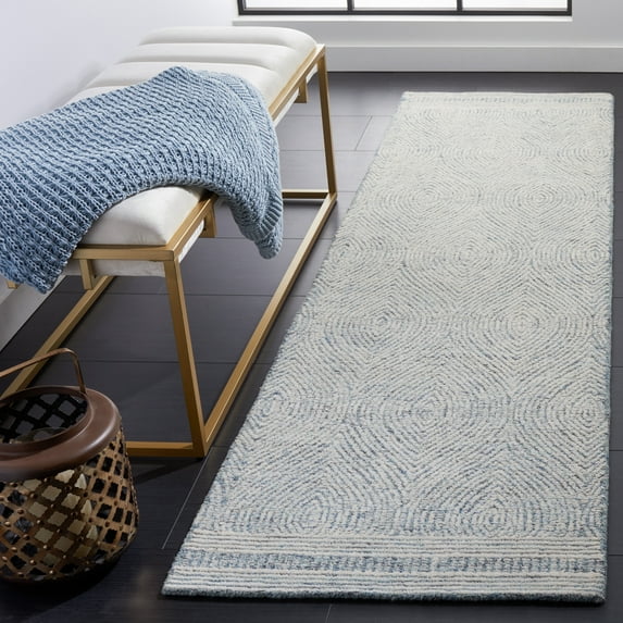 SAFAVIEH Abstract Caelestinus Ogee Wool Runner Rug, Ivory/Blue, 2'3" x 8'
