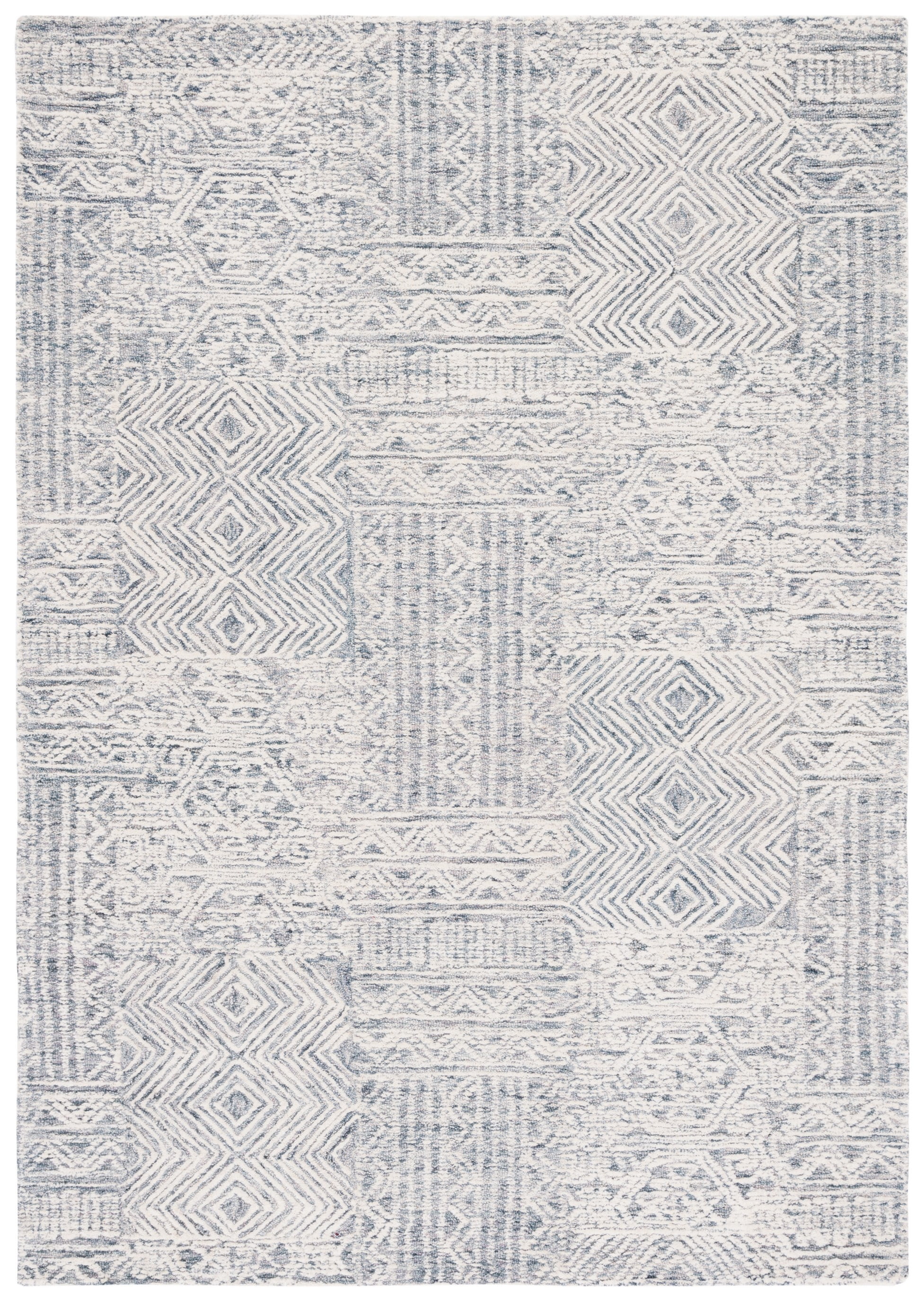 Hand-Tufted Abstract Gray Wool Square Area Rug