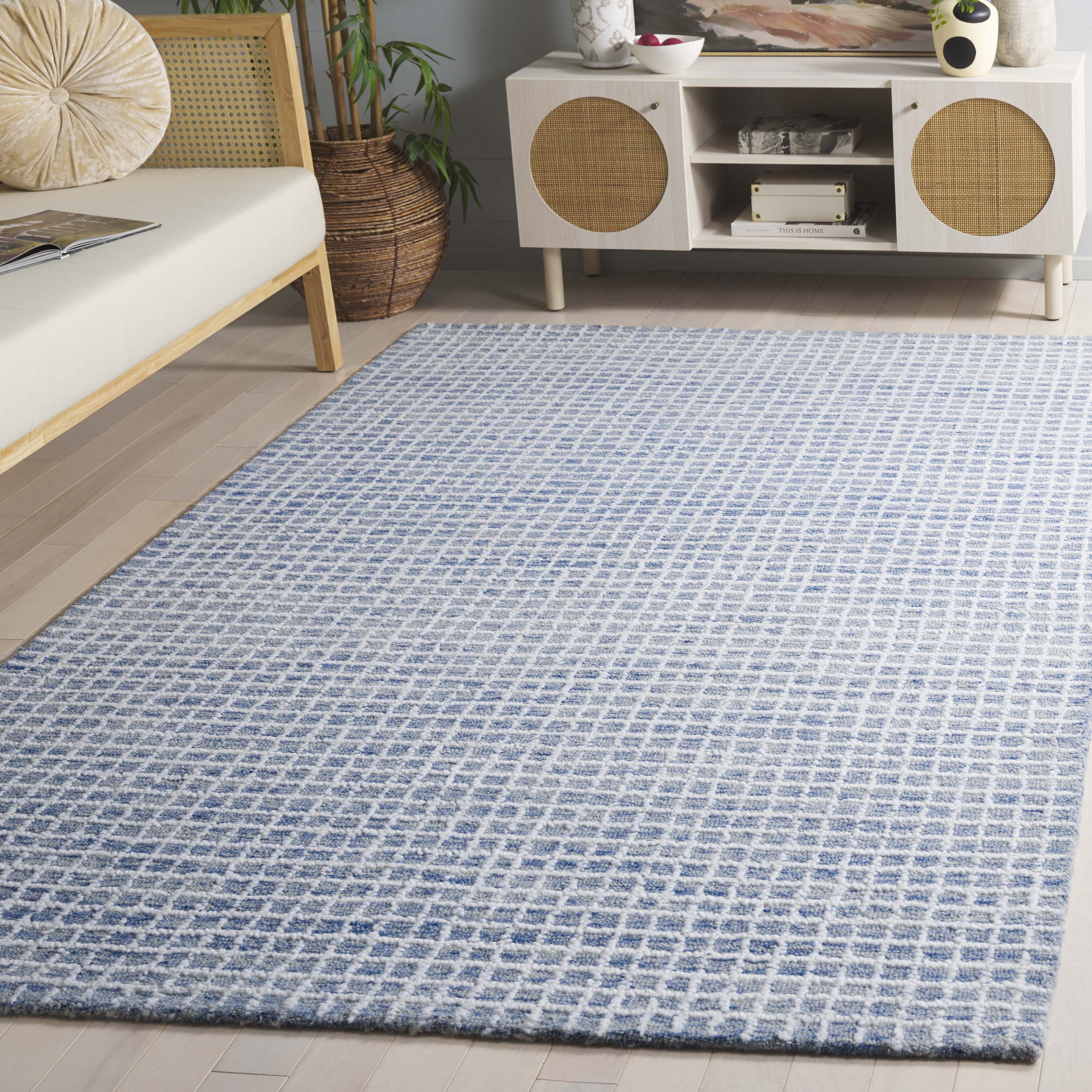 SAFAVIEH Abstract Careen Geometric Area Rug, Ivory/Blue, 8' x 10'