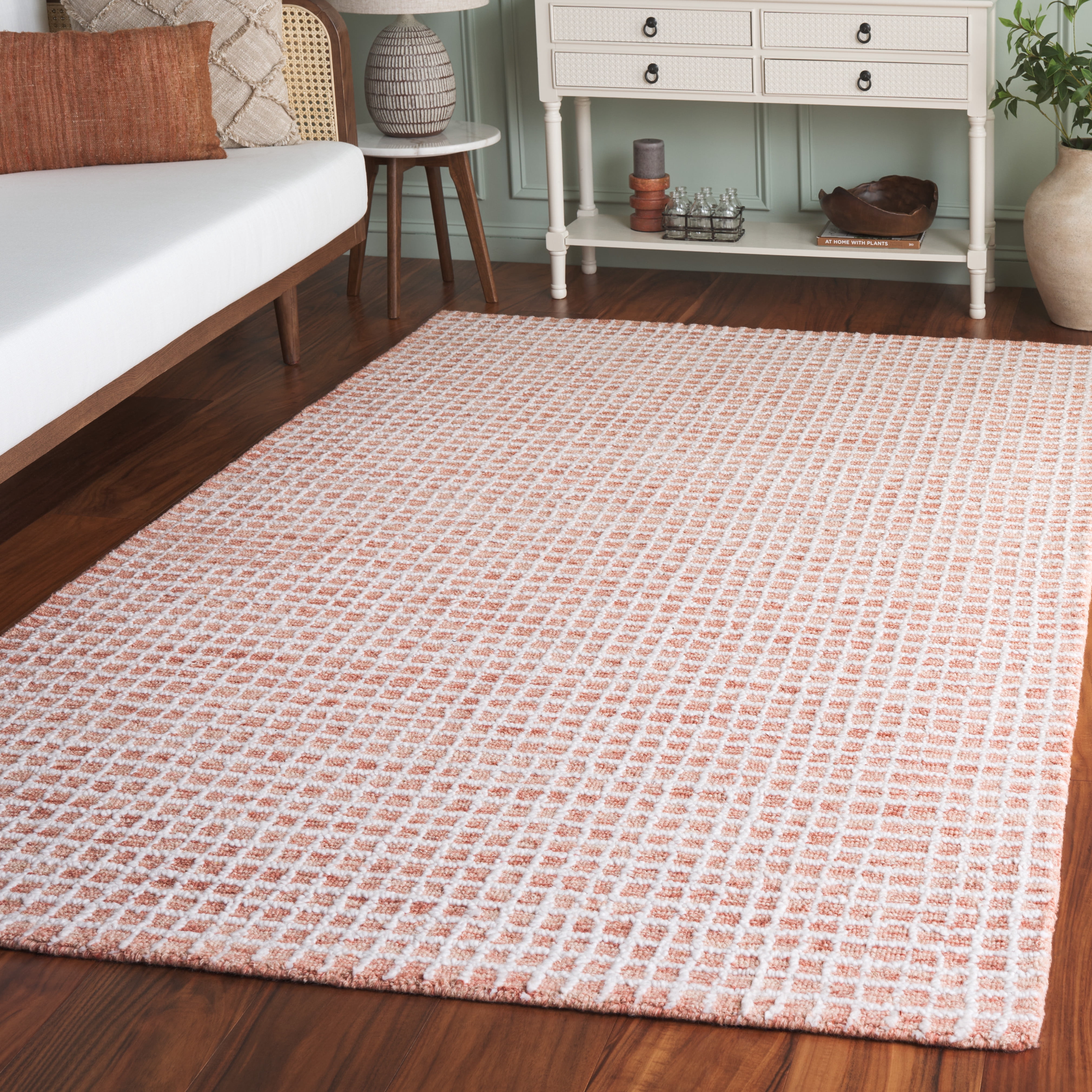 SAFAVIEH Abstract Careen Geometric Area Rug, Ivory/Blush, 4' x 6'