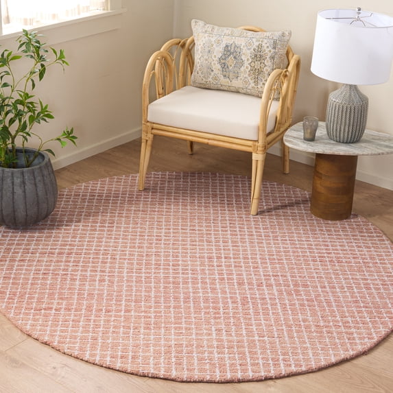 SAFAVIEH Abstract Careen Geometric Area Rug, Ivory/Blush, 6' x 6' Round