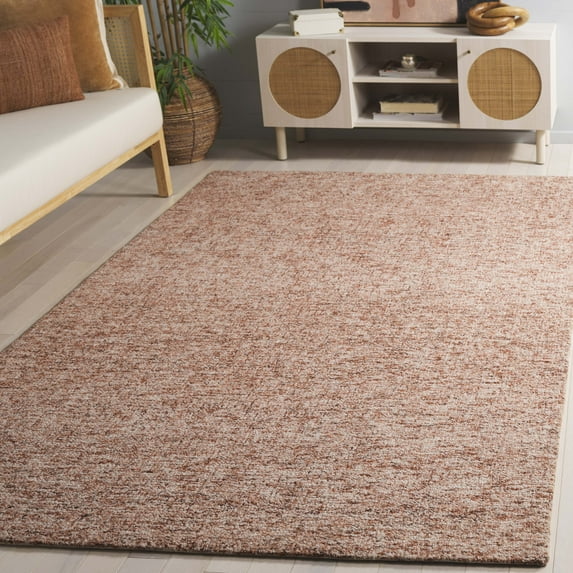 SAFAVIEH Abstract Carina Solid Area Rug, Rust/Ivory, 6' x 6' Square