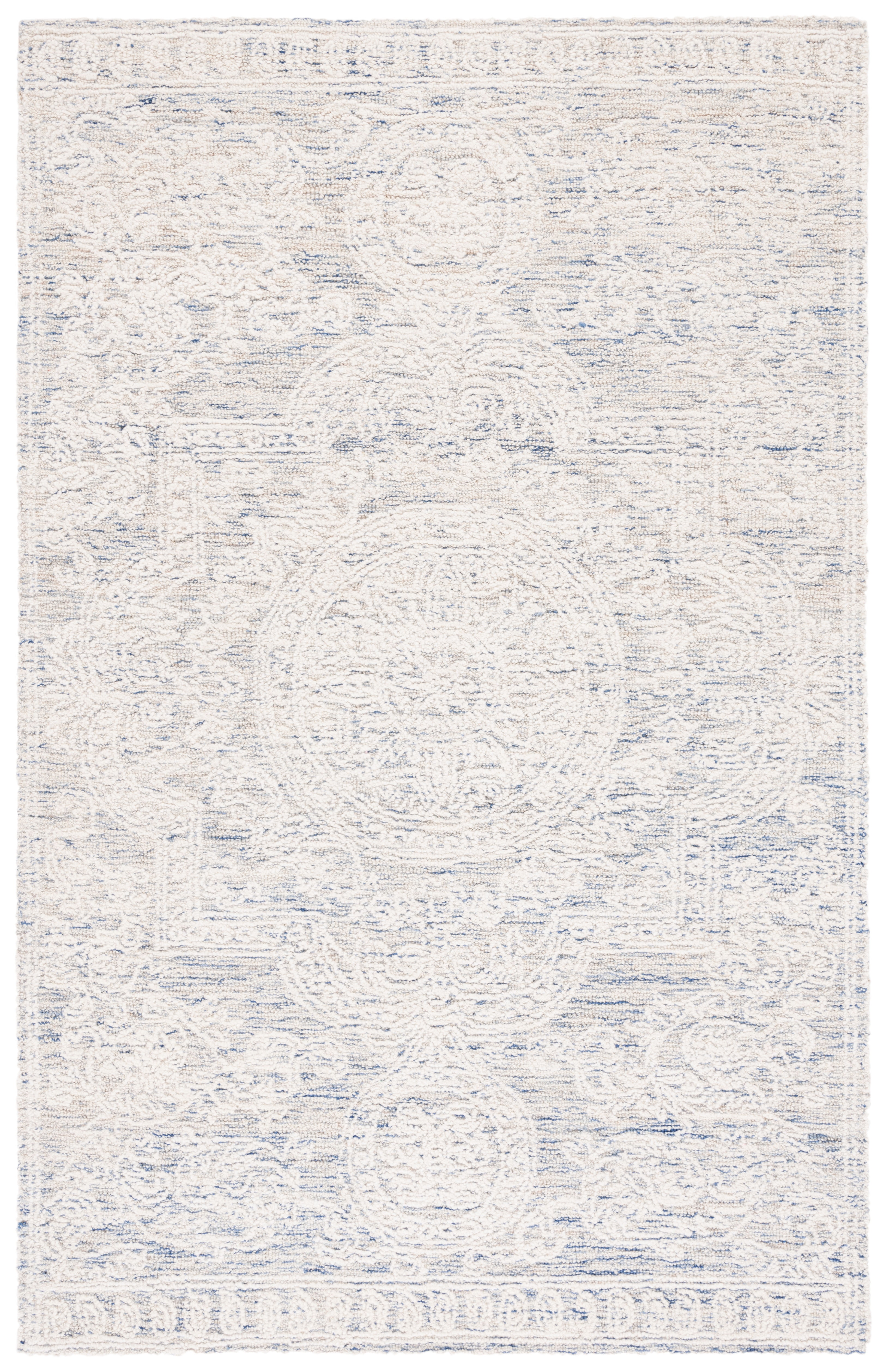 SAFAVIEH Abstract Carter Oriental Wool Area Rug, Ivory/Blue, 5' x 8'