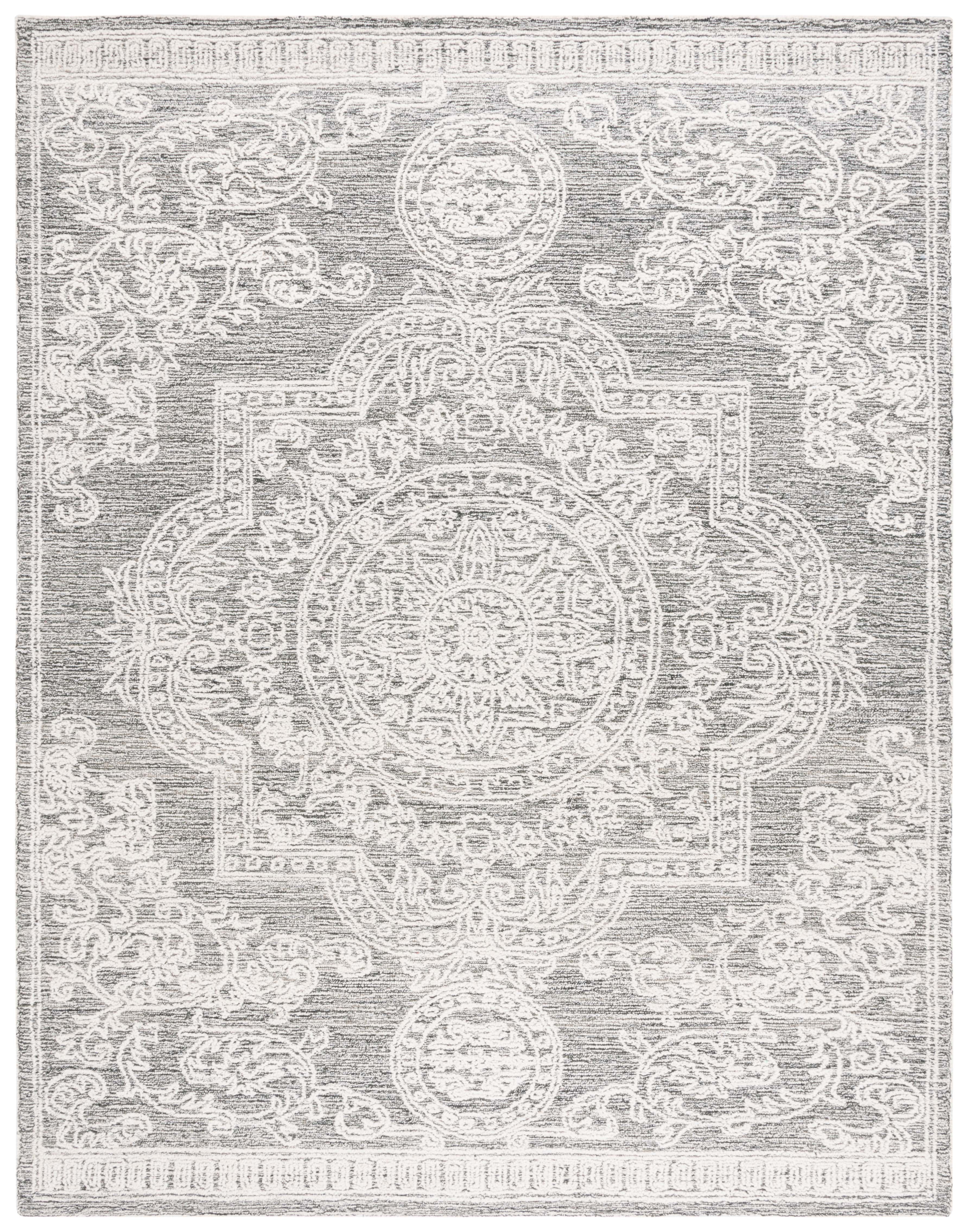 SAFAVIEH Abstract Carter Oriental Wool Area Rug, Ivory/Charcoal, 8' x 10'