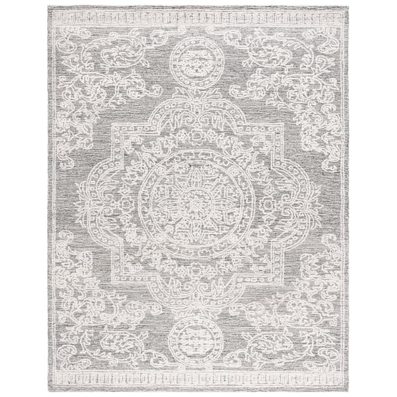 SAFAVIEH Abstract Carter Oriental Wool Area Rug, Ivory/Charcoal, 8' x 10'