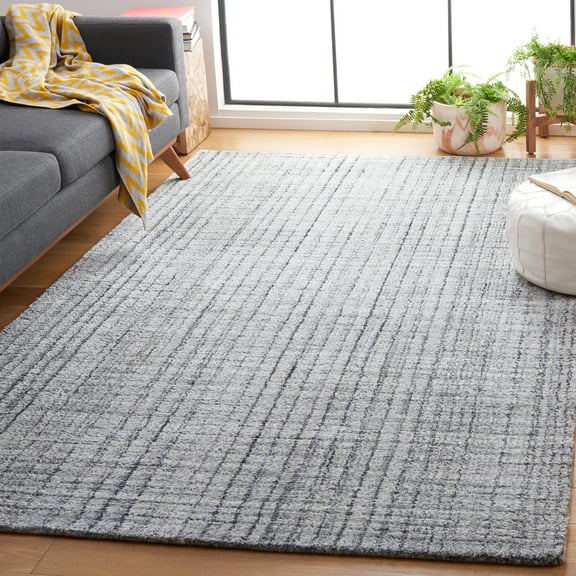 SAFAVIEH Abstract Charlie Striped Polyester Area Rug, Grey/Ivory, 5' x 8'