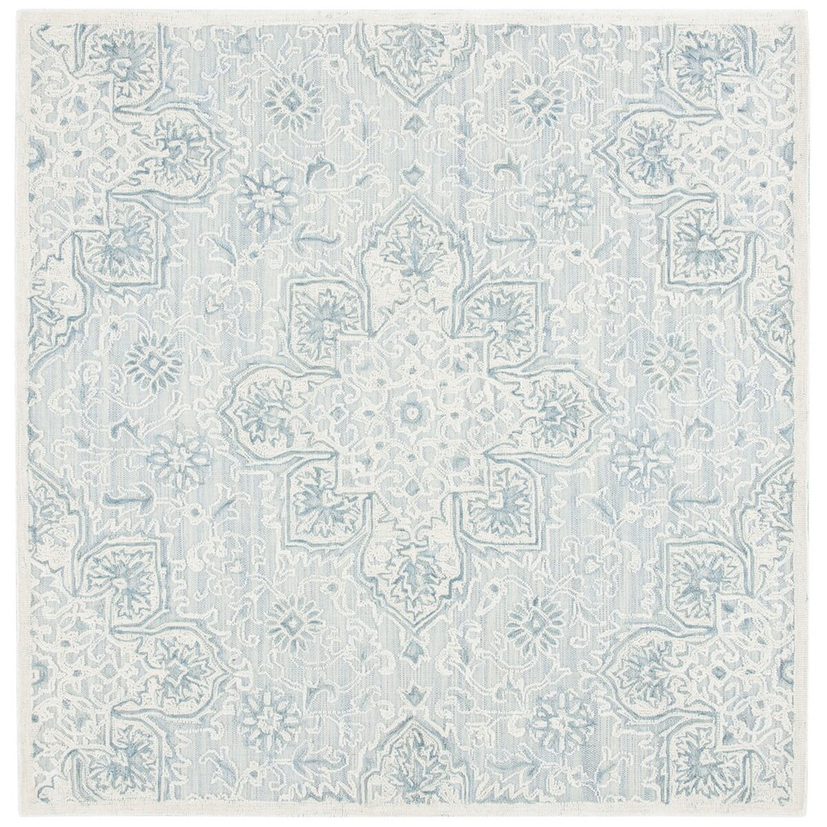 Handmade Luxe Gray Wool 6' Square Abstract Tufted Rug