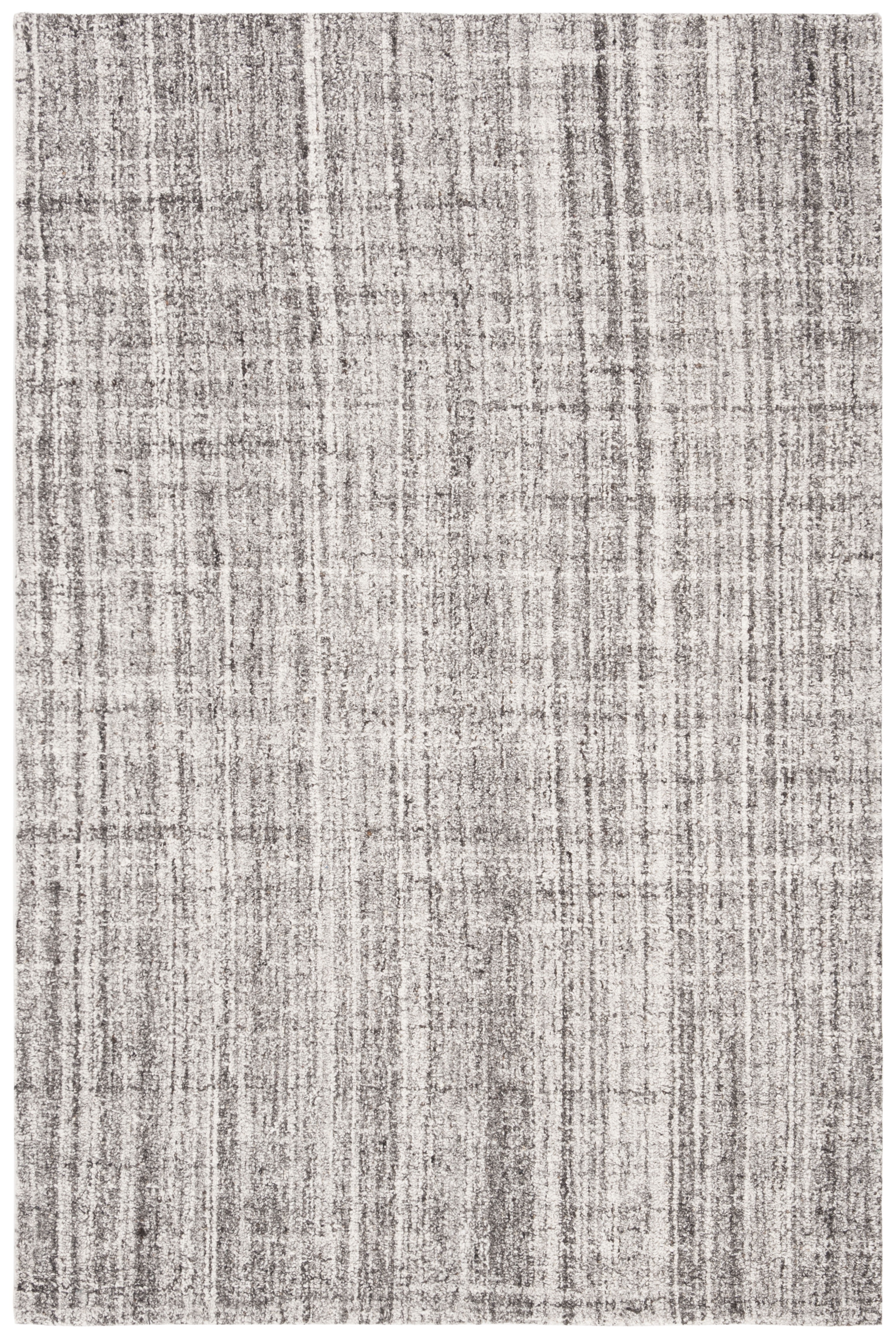 Grey and Black Abstract Hand-Tufted Wool Area Rug