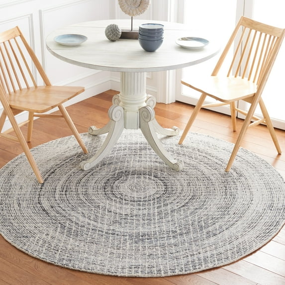 SAFAVIEH Abstract Cleto Abstract Area Rug, Black/Ivory, 6' x 6' Round