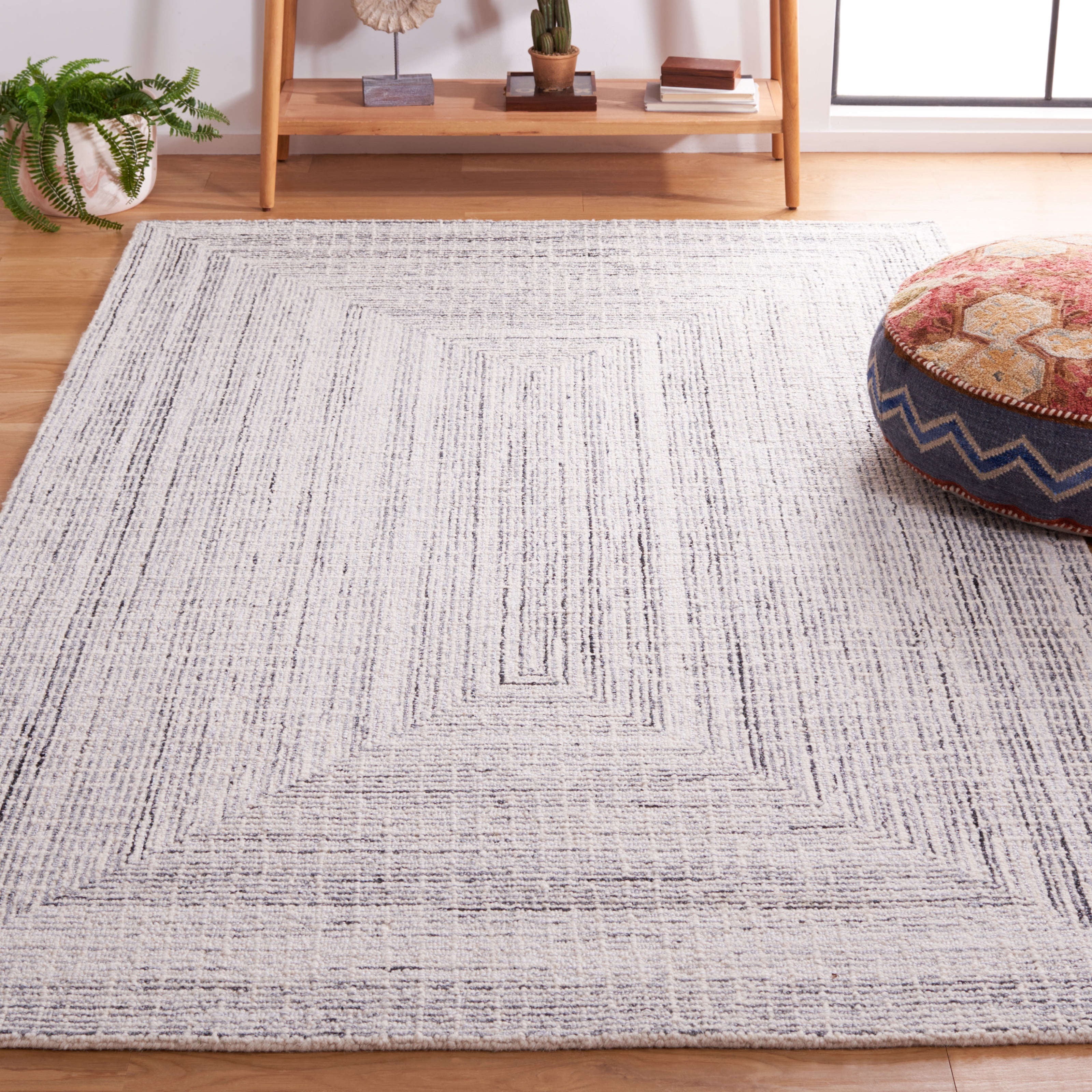 SAFAVIEH Abstract Cleto Abstract Area Rug, Black/Ivory, 8' x 10'