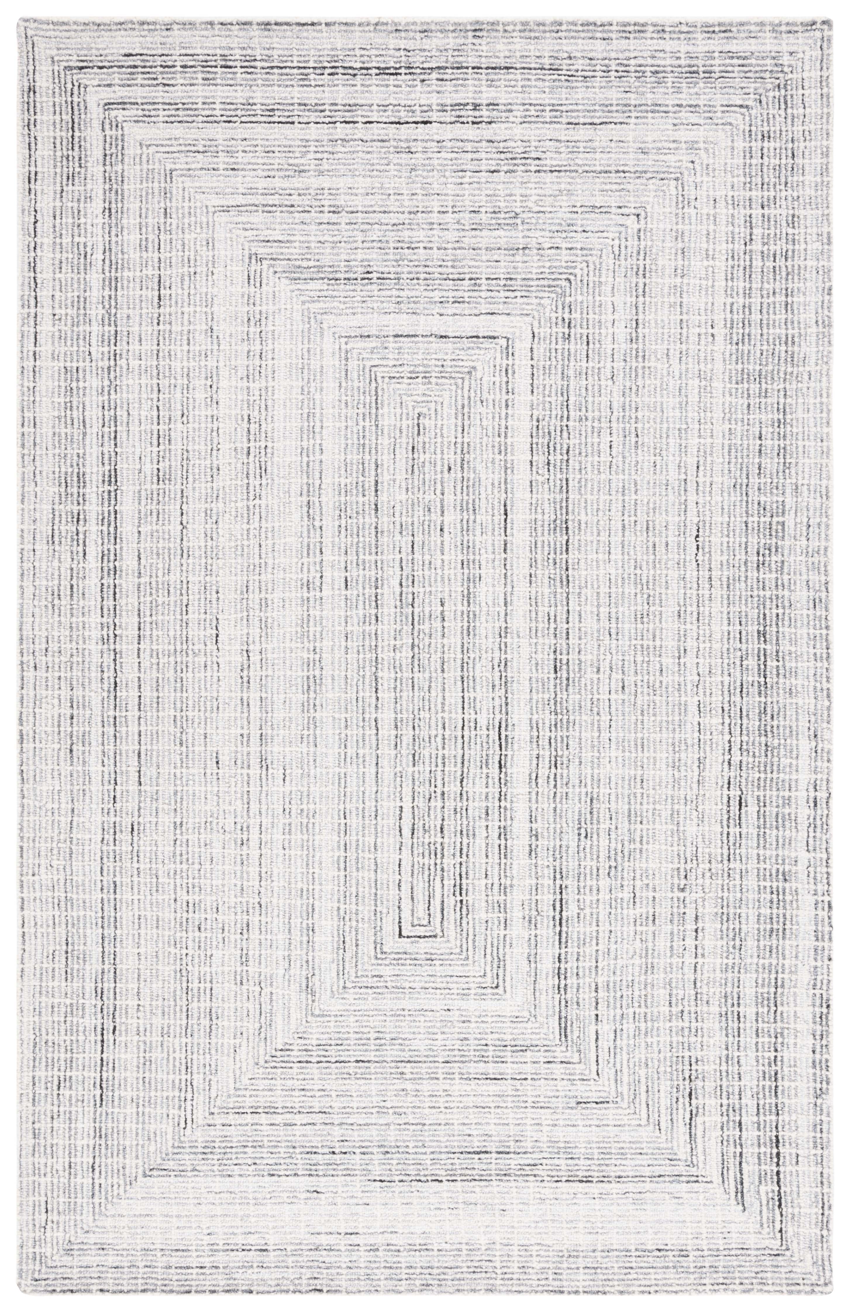 Handmade Tufted Wool Abstract Area Rug - Black/Ivory 9' x 12'