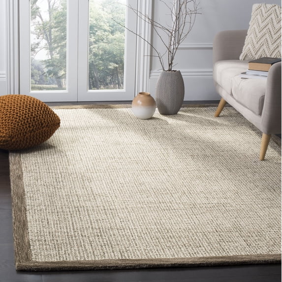 SAFAVIEH Abstract Clive Bordered Wool Area Rug, Brown/Ivory, 3' x 5'