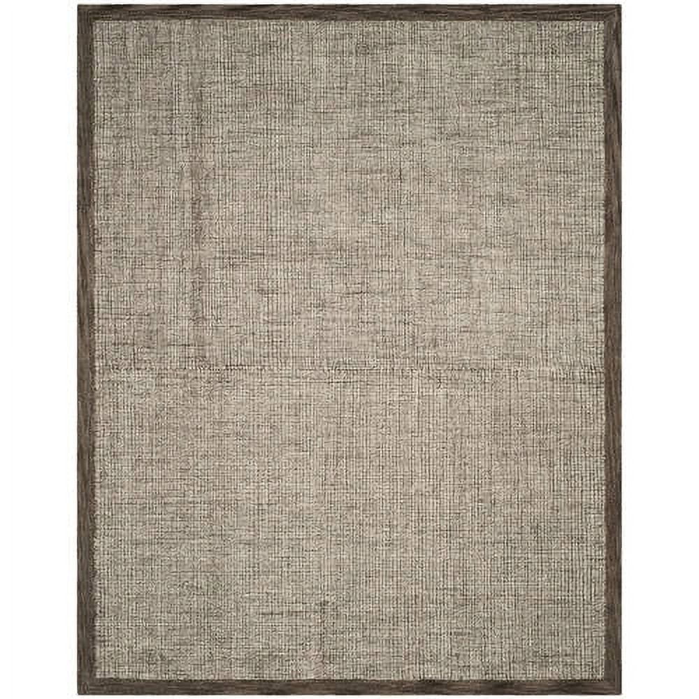 Ivory and Brown Abstract Tufted Wool 4' x 6' Area Rug