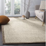 SAFAVIEH Abstract Clive Bordered Wool Area Rug, Brown/Ivory, 9' x 12'