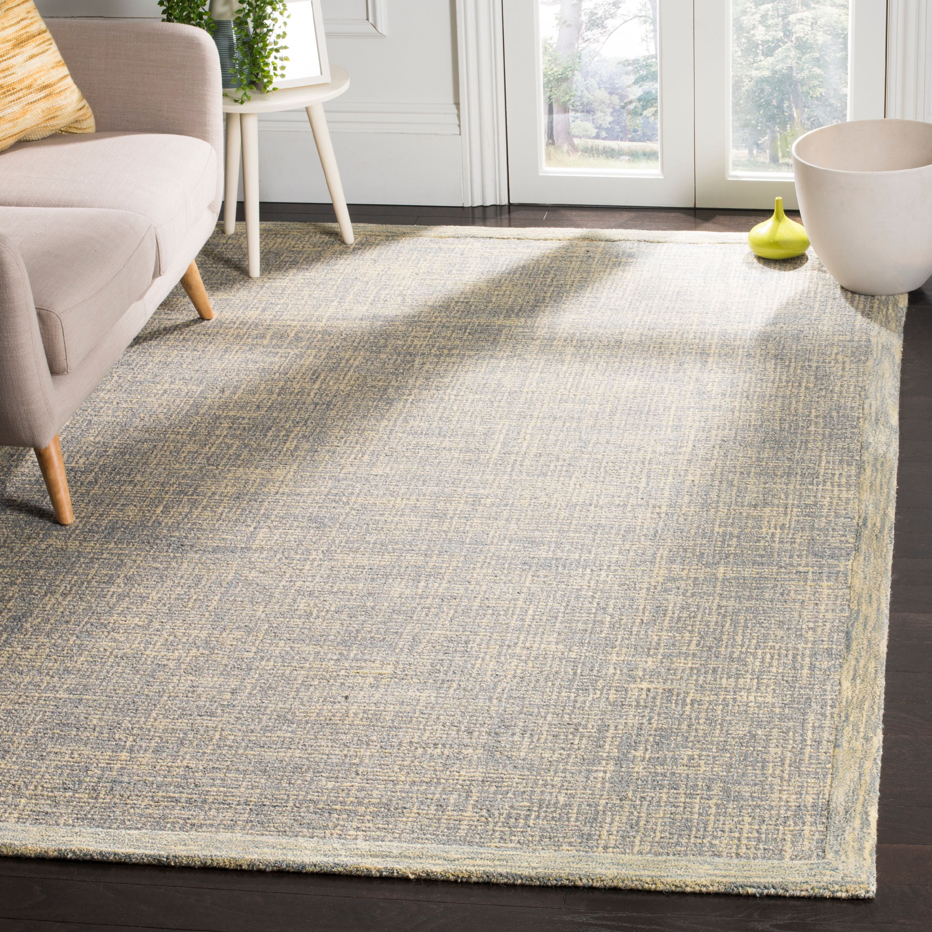Gold and Grey Abstract Handmade Wool Area Rug