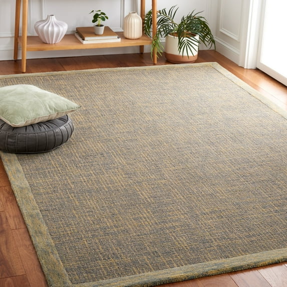 SAFAVIEH Abstract Clive Bordered Wool Area Rug, Gold/Gray, 6' x 6' Square