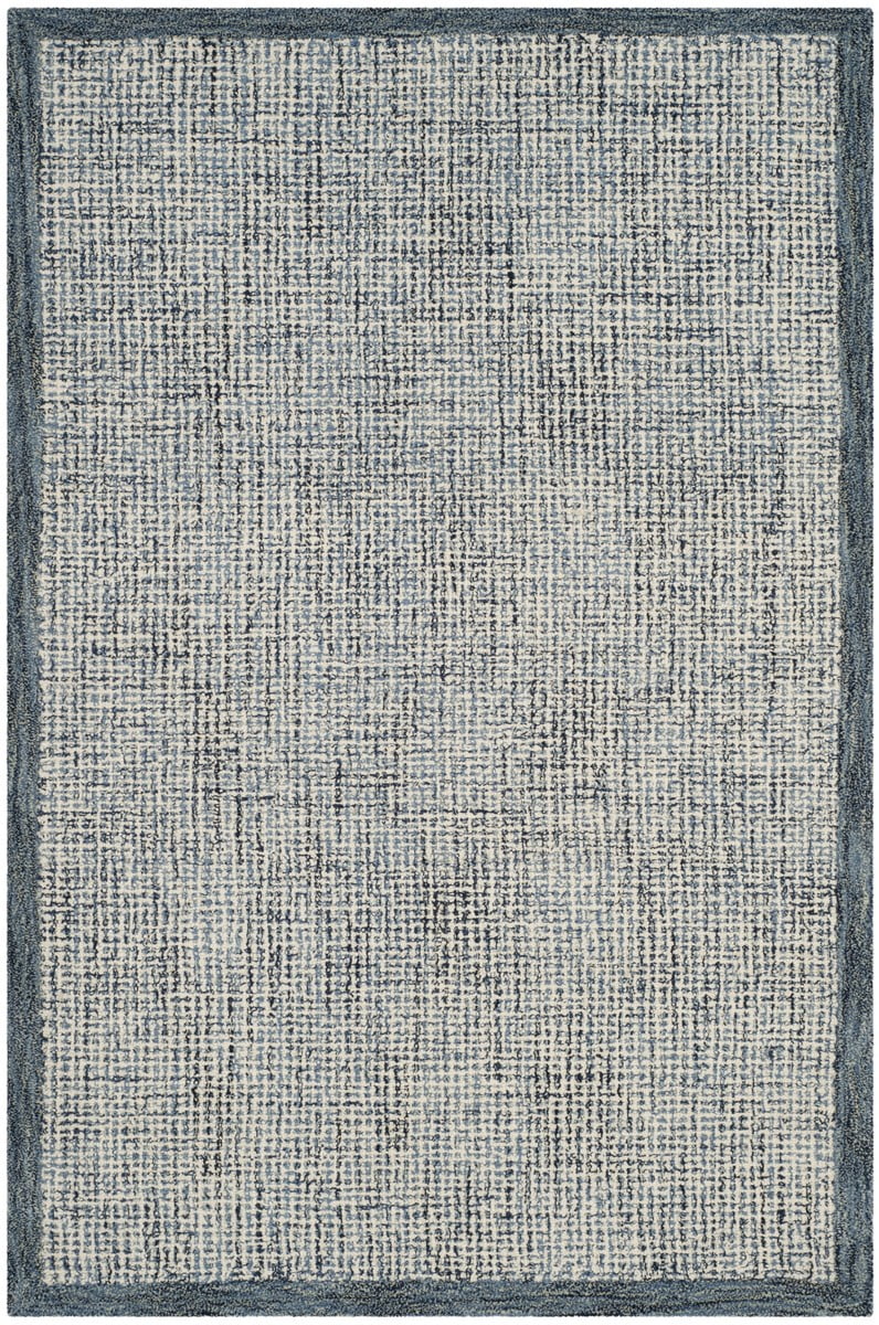 Navy and Ivory Abstract Hand-Tufted Wool Accent Rug - 27" x 5"