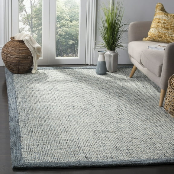 SAFAVIEH Abstract Clive Bordered Wool Area Rug, Navy/Ivory, 2' x 3'
