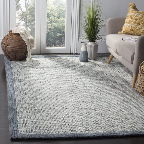 SAFAVIEH Abstract Clive Bordered Wool Area Rug, Navy/Ivory, 3' x 5'