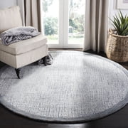 SAFAVIEH Abstract Clive Bordered Wool Area Rug, Navy/Ivory, 6' x 6' Round