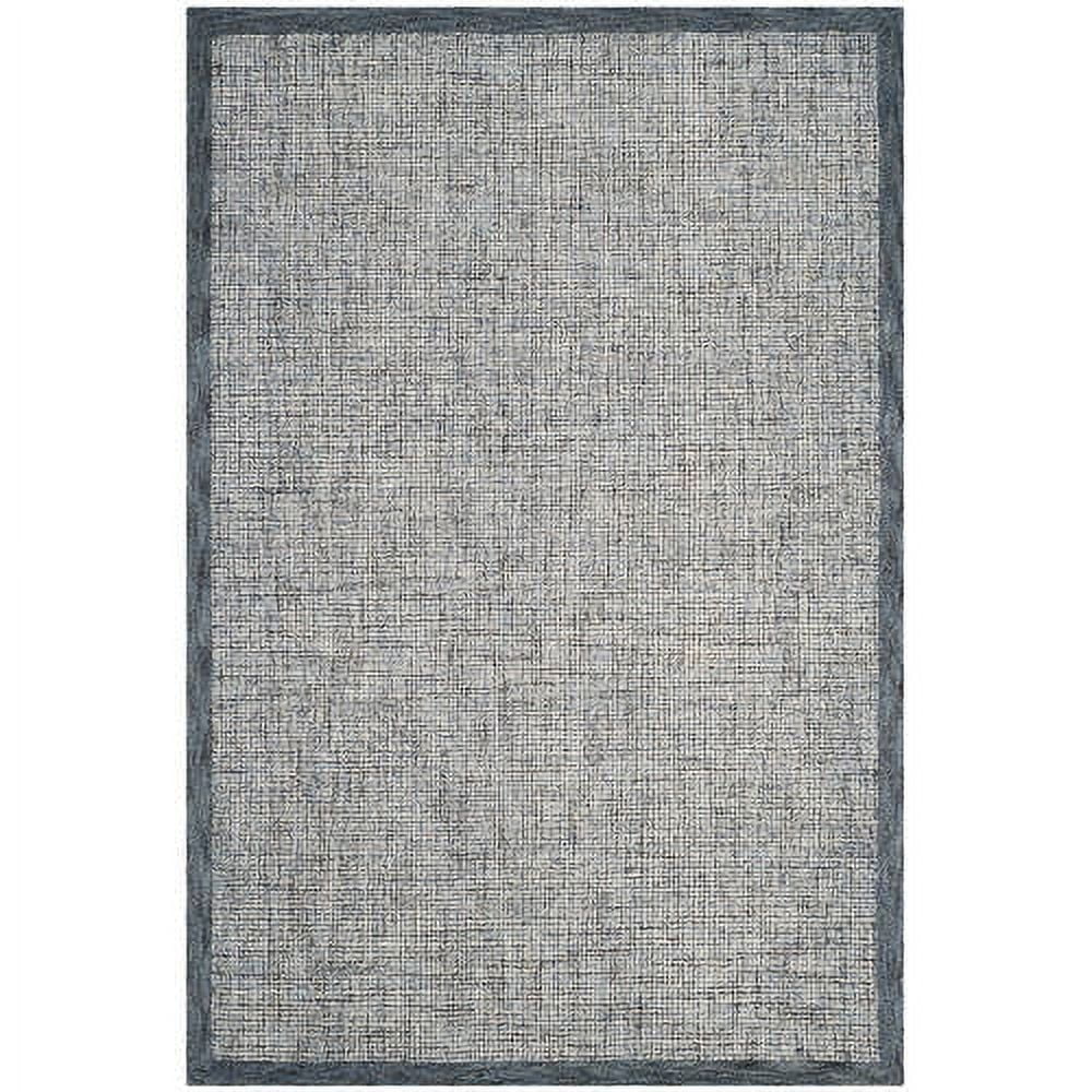 Navy and Ivory 6' x 9' Tufted Wool Abstract Rug