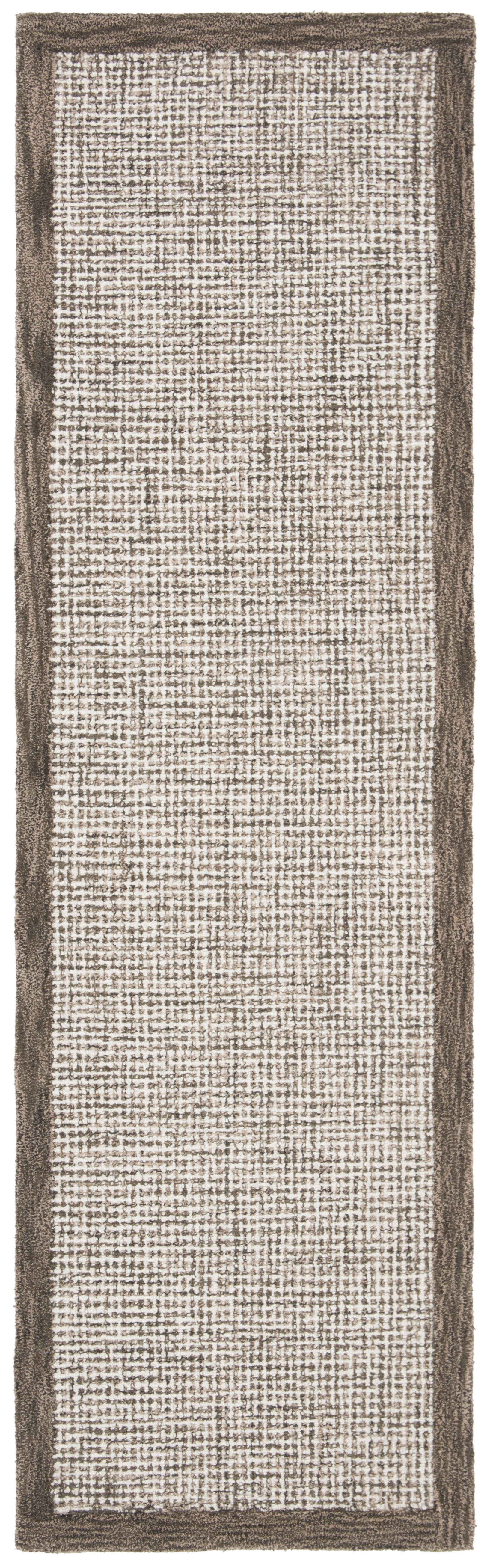 SAFAVIEH Abstract Clive Bordered Wool Runner Rug, Brown/Ivory, 2'3" x 12'