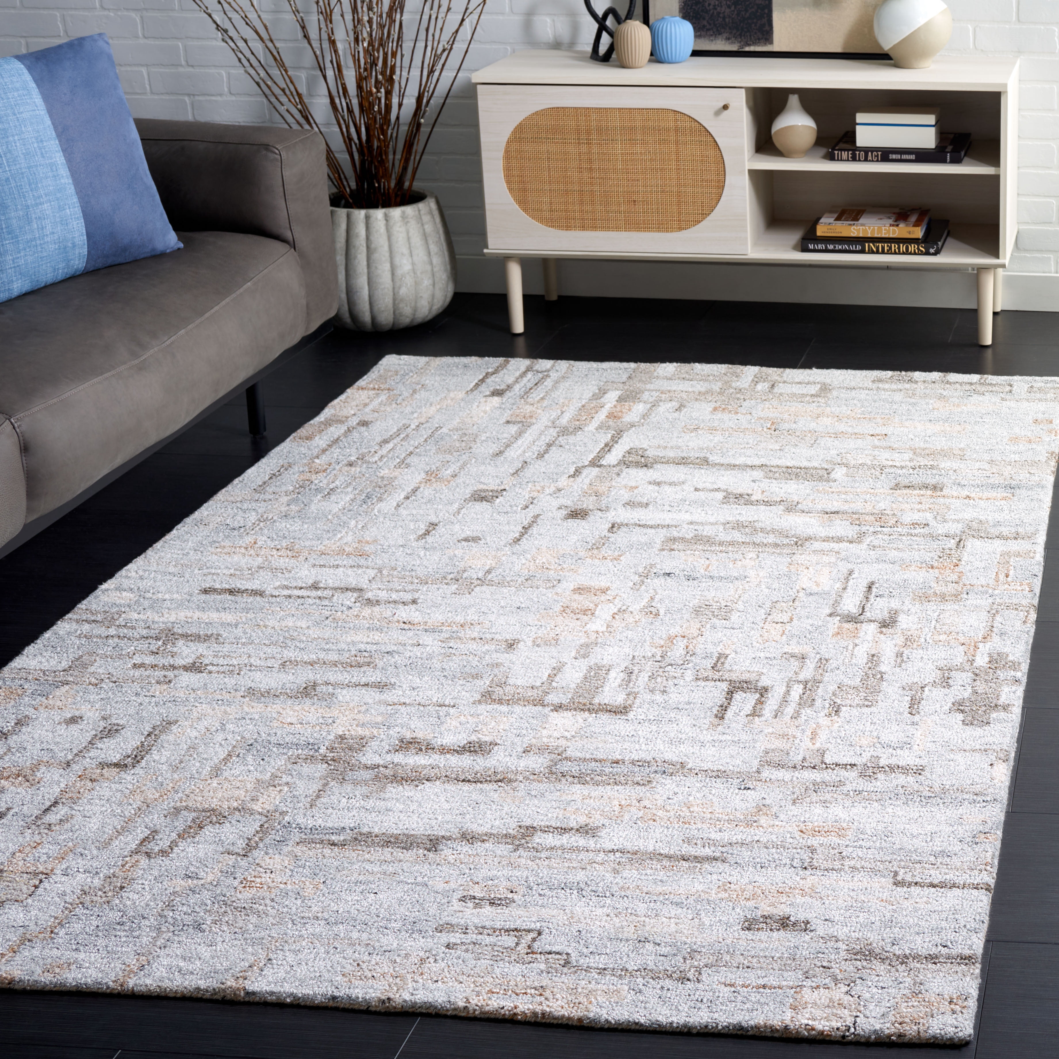 SAFAVIEH Abstract Collin Geometric Area Rug, Gray/Brown, 6' x 9'