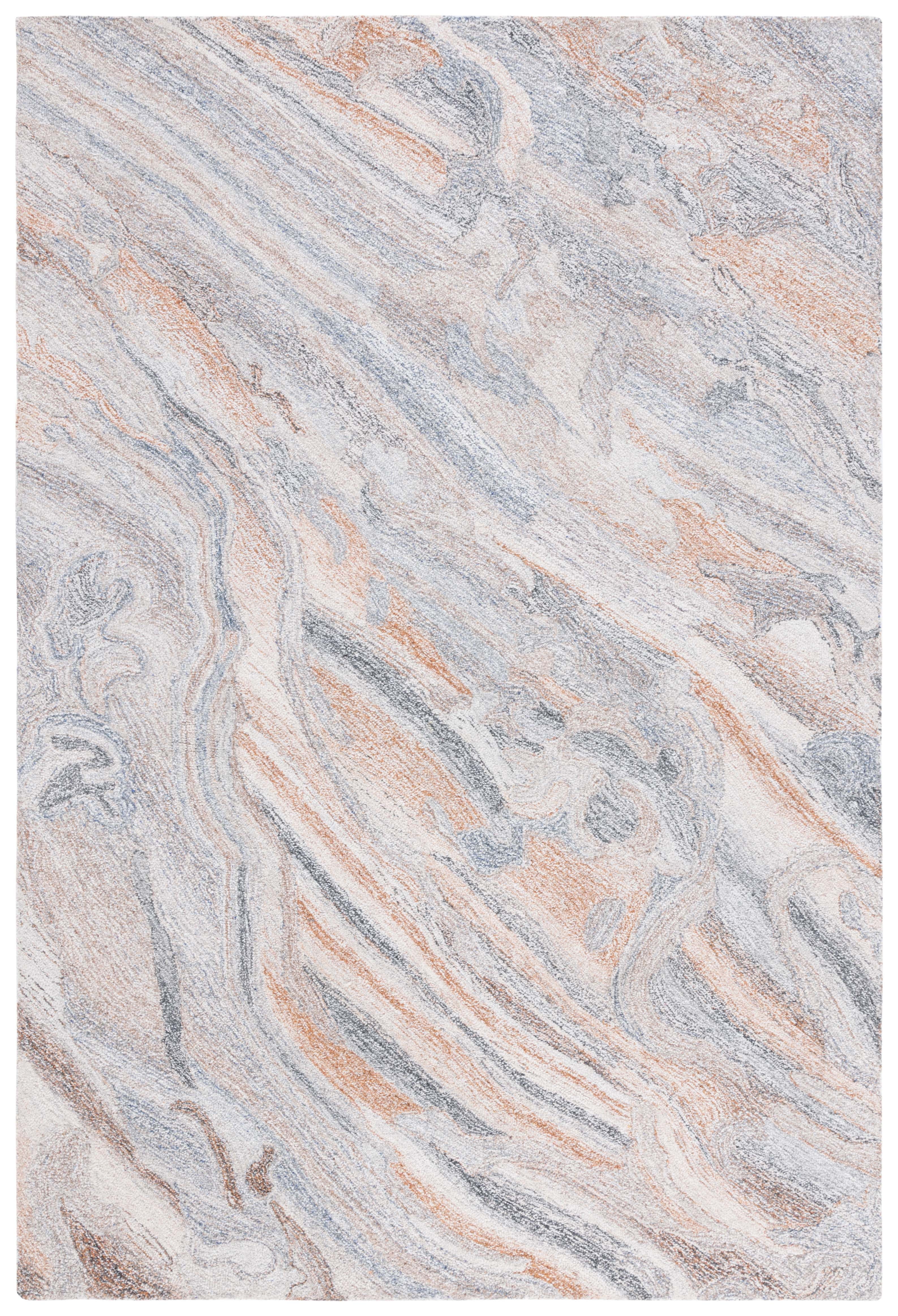 Hand-Tufted Gray and Brown Wool Abstract Rectangular Rug, 5' x 8'