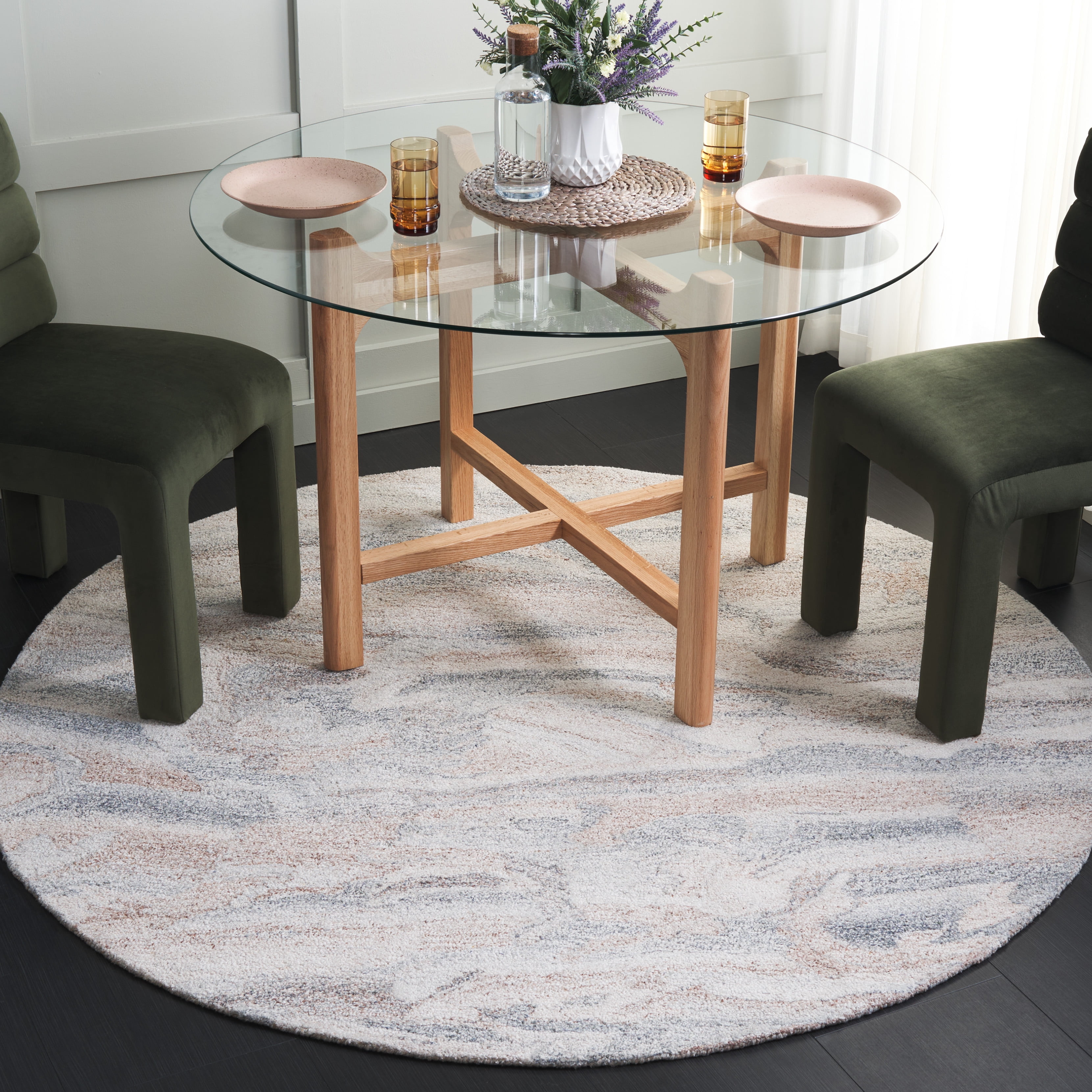 SAFAVIEH Abstract Conrad Swirl Area Rug, Gray/Brown, 6' x 6' Round