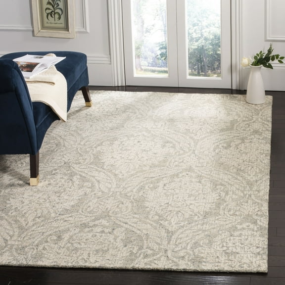 SAFAVIEH Abstract Constantine Damask Wool Area Rug, Gray/Ivory, 4' x 6'