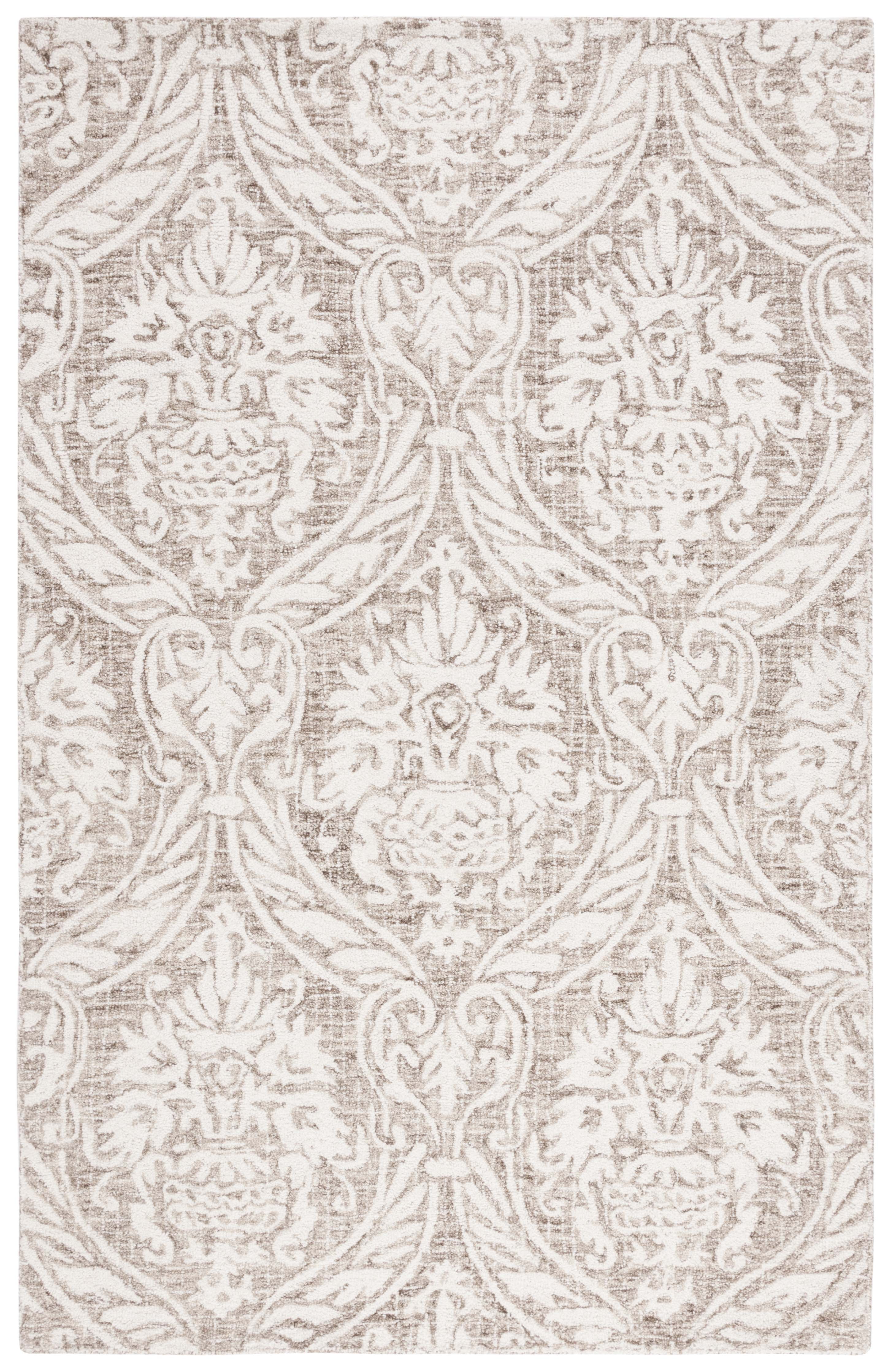 Ivory and Beige Abstract Wool 6' x 9' Handmade Tufted Rug