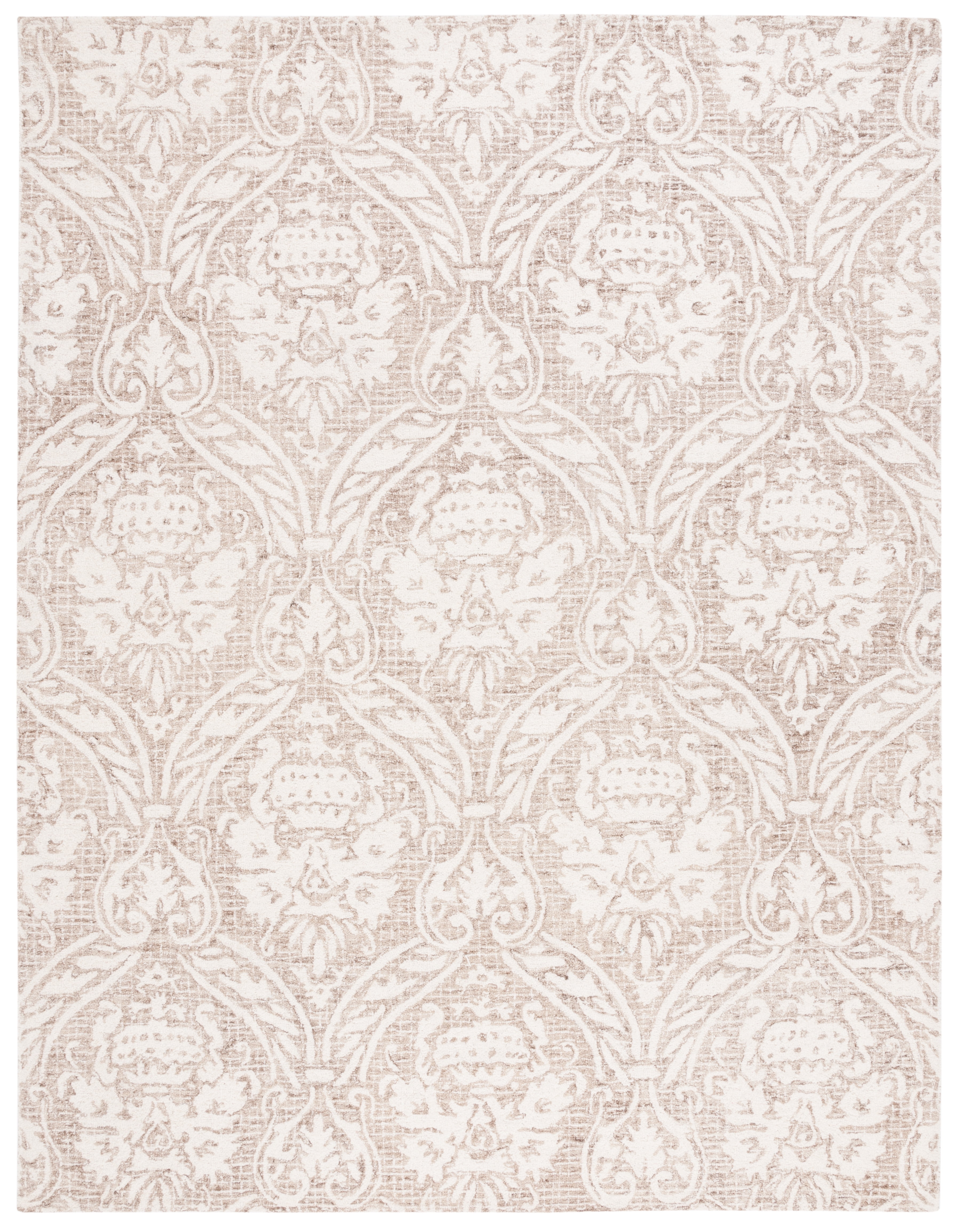 Ivory Abstract Hand-Tufted Wool Area Rug, 8' x 10'