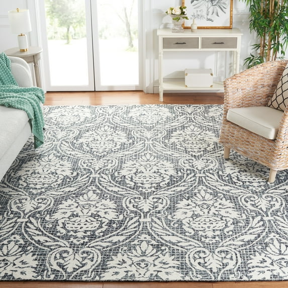 SAFAVIEH Abstract Constantine Damask Wool Area Rug, Ivory/Navy, 8' x 10'