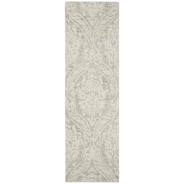 SAFAVIEH Abstract Constantine Damask Wool Runner Rug, Grey/Ivory, 2'3" x 12'