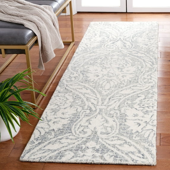 SAFAVIEH Abstract Constantine Damask Wool Runner Rug, Ivory/Gray, 2'3" x 8'