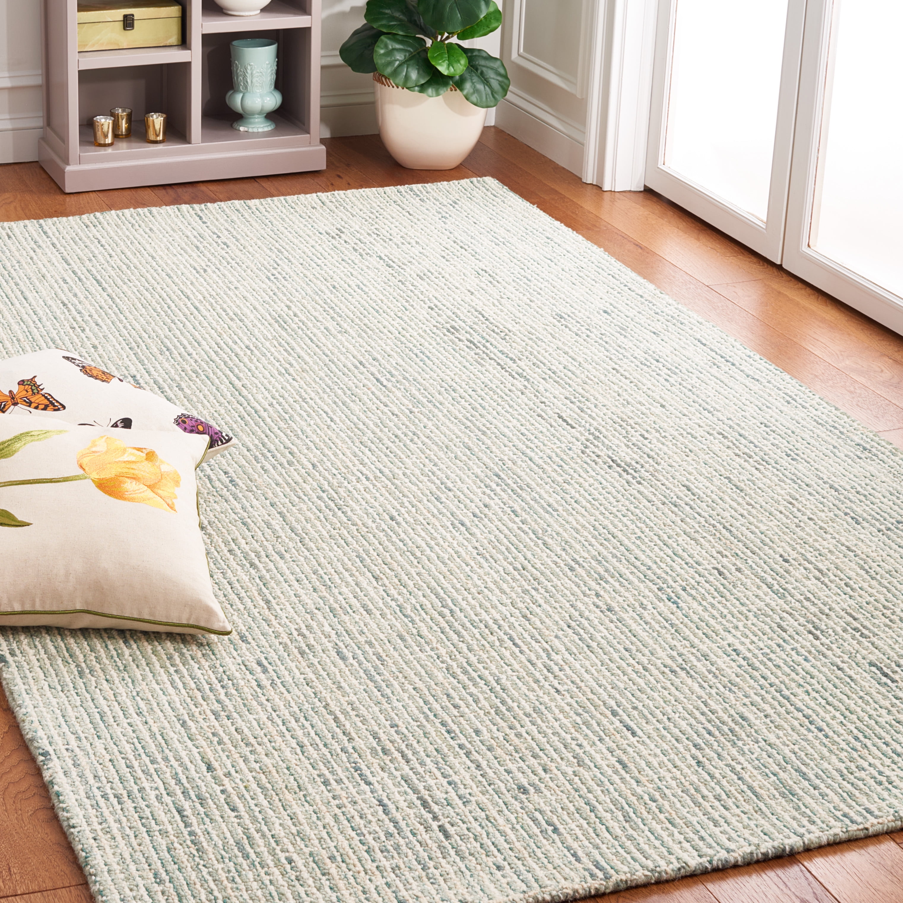 SAFAVIEH Abstract Corine Striped Area Rug, Green/Ivory, 4' x 4' Square