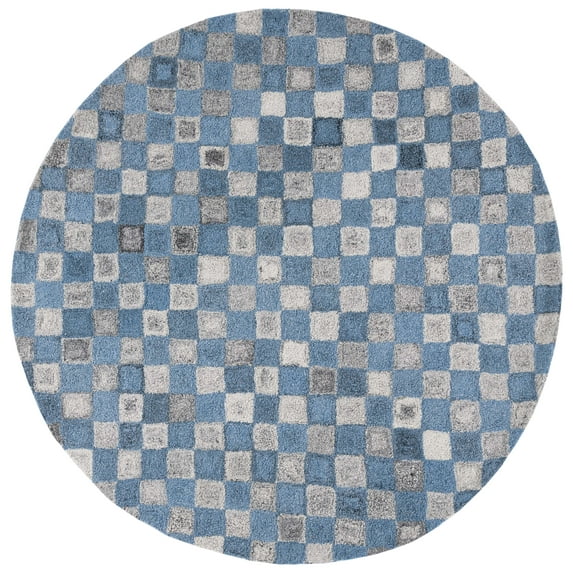 SAFAVIEH Abstract Creighton Geometric Area Rug, Gray/Blue, 7' x 7' Round