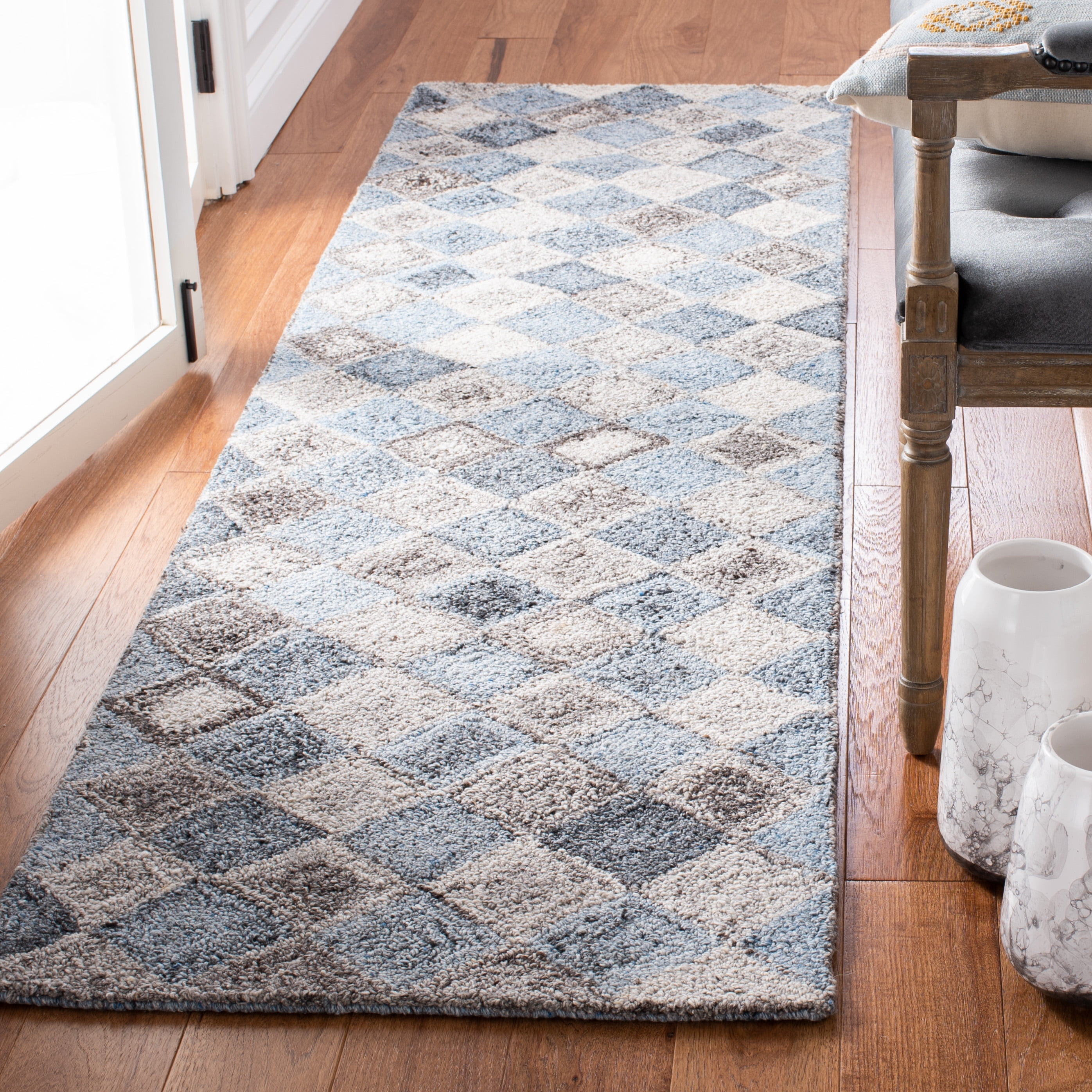 SAFAVIEH Abstract Creighton Geometric Runner Rug, Gray/Blue, 2'3" x 8'